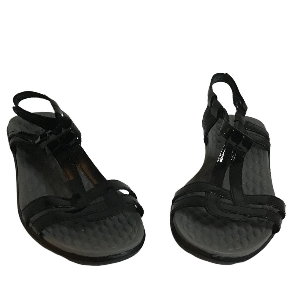 Clarks Collection black patent strappy sandals. 5